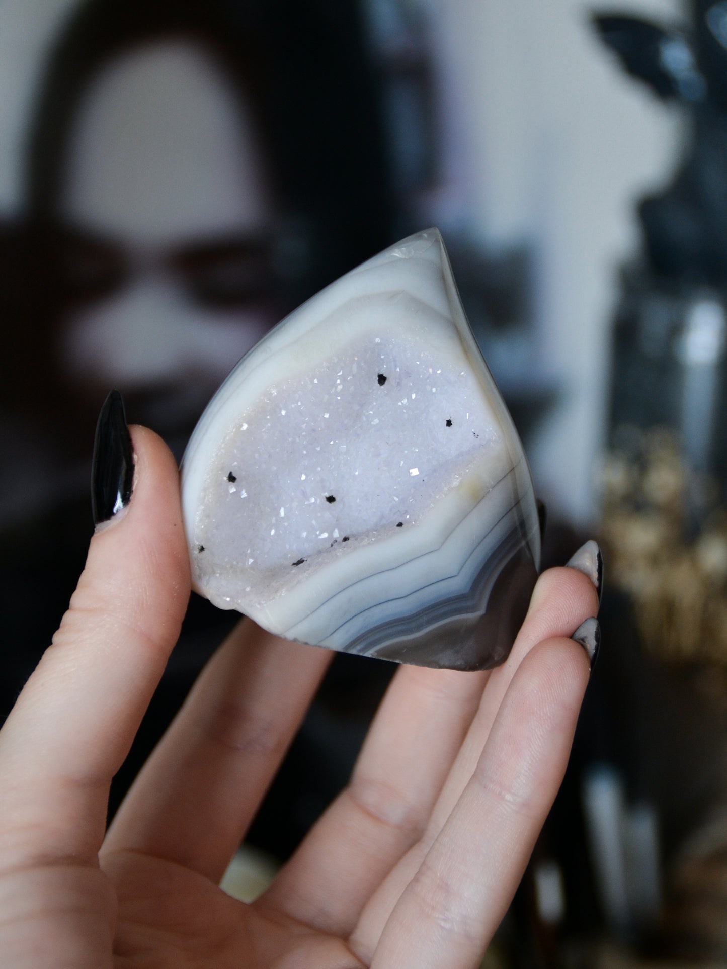 Pinna in agata druzy