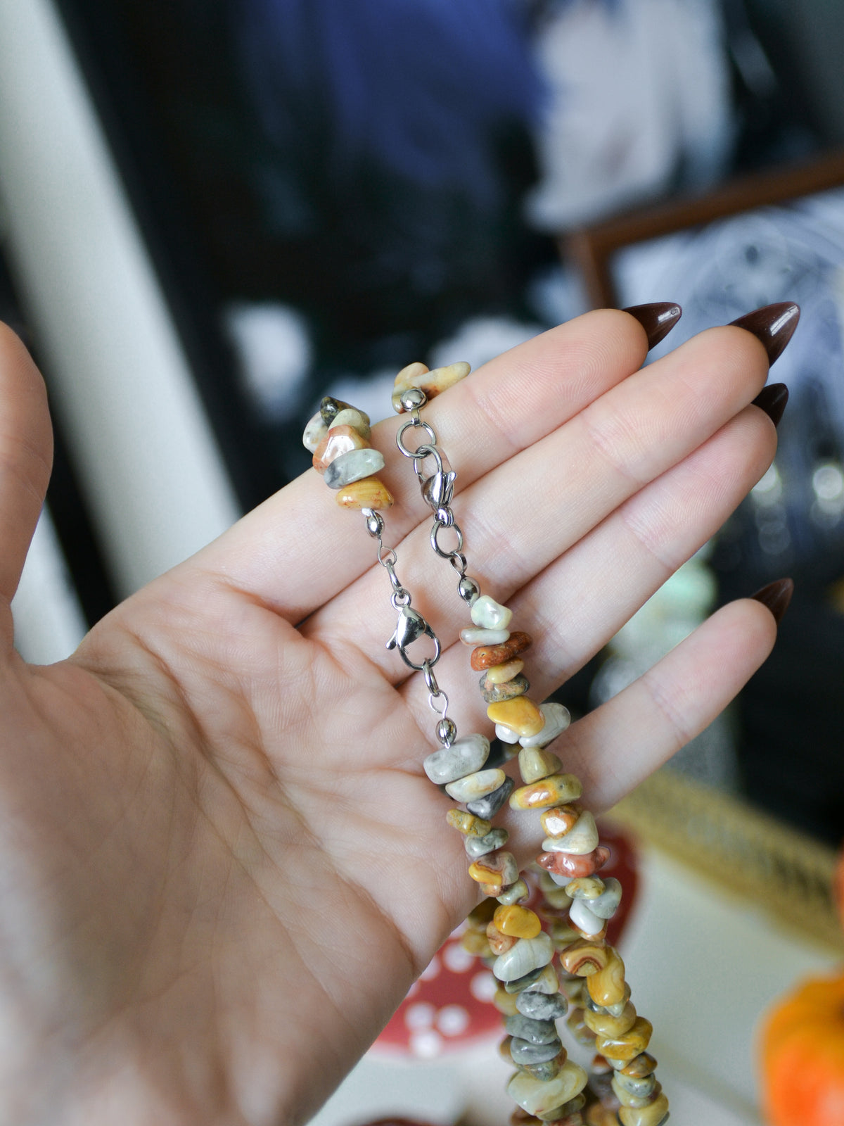 Collana con chips di agata crazy lace