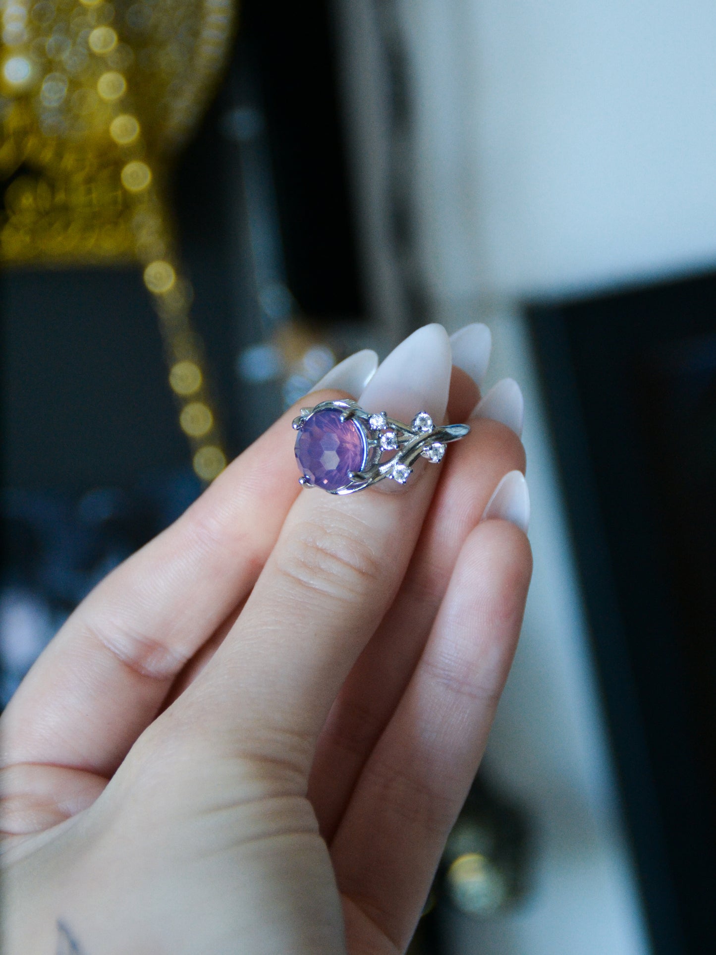 Anello con quarzo moon lavender