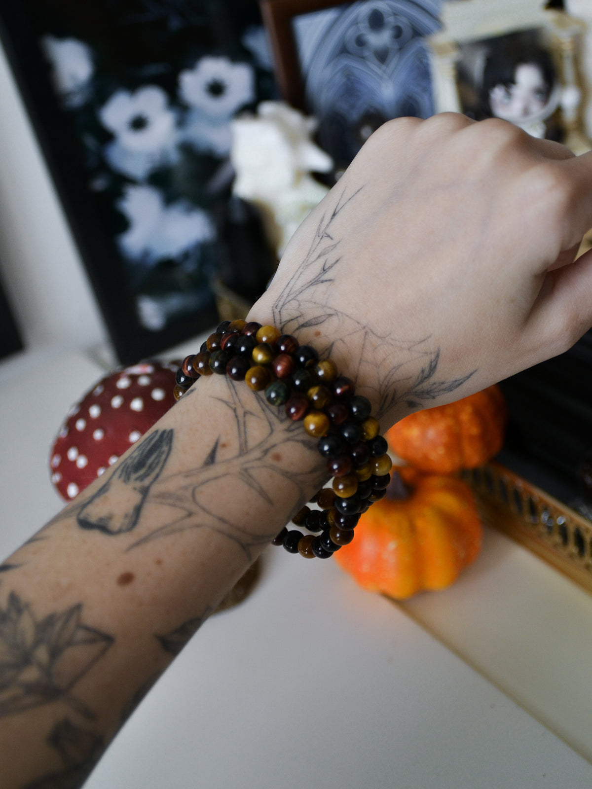 Bracciale in biglie di occhio di tigre mix 6mm