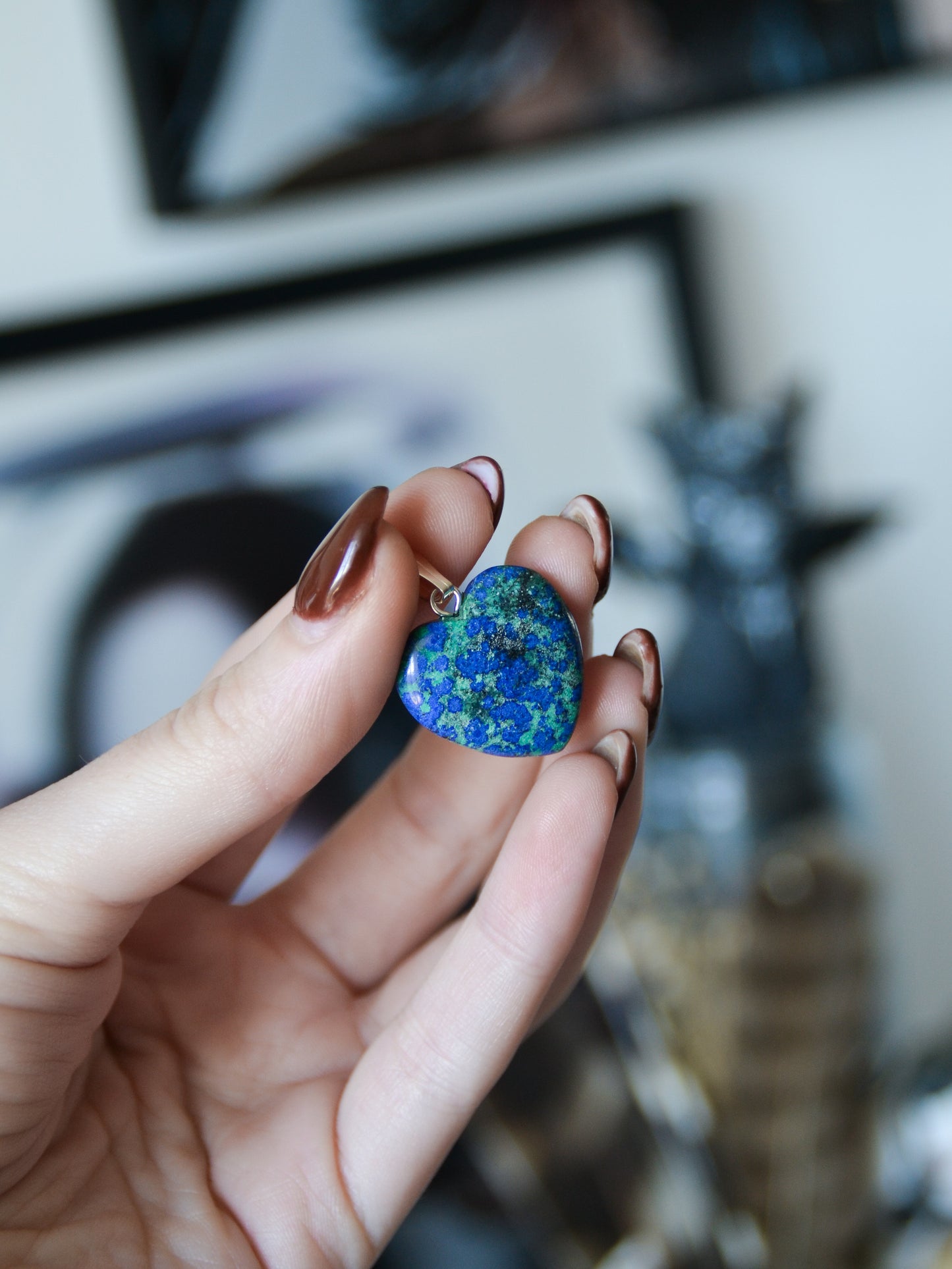 Ciondolo a cuore in azzurrite