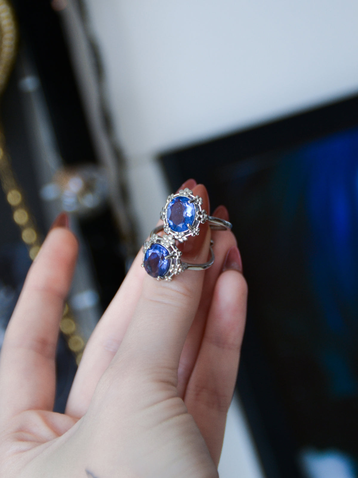 Anello blue lake con fluorite blu