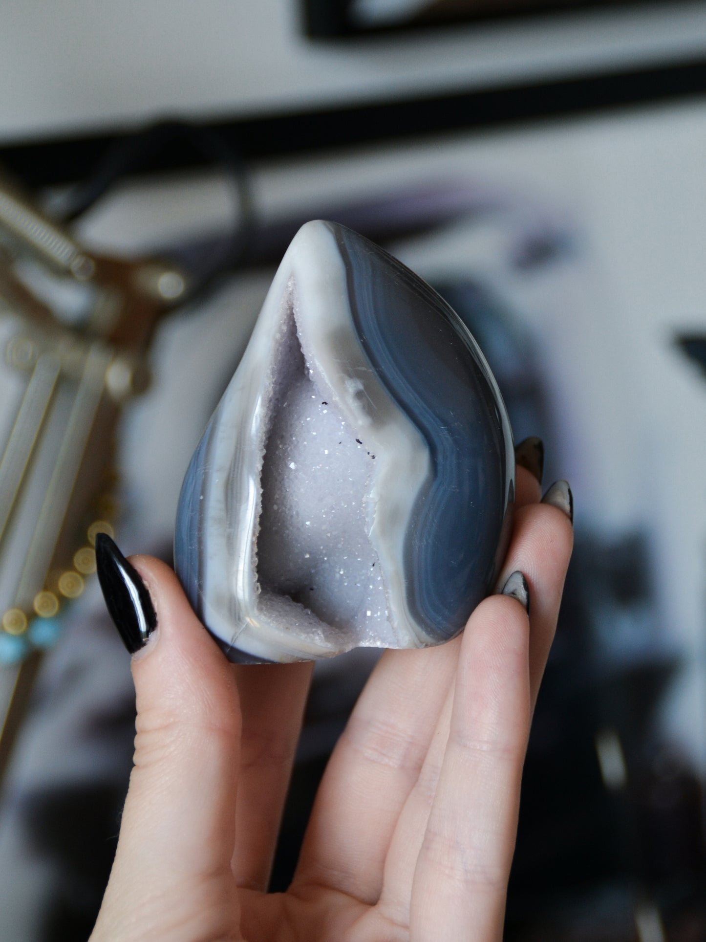 Pinna in agata druzy