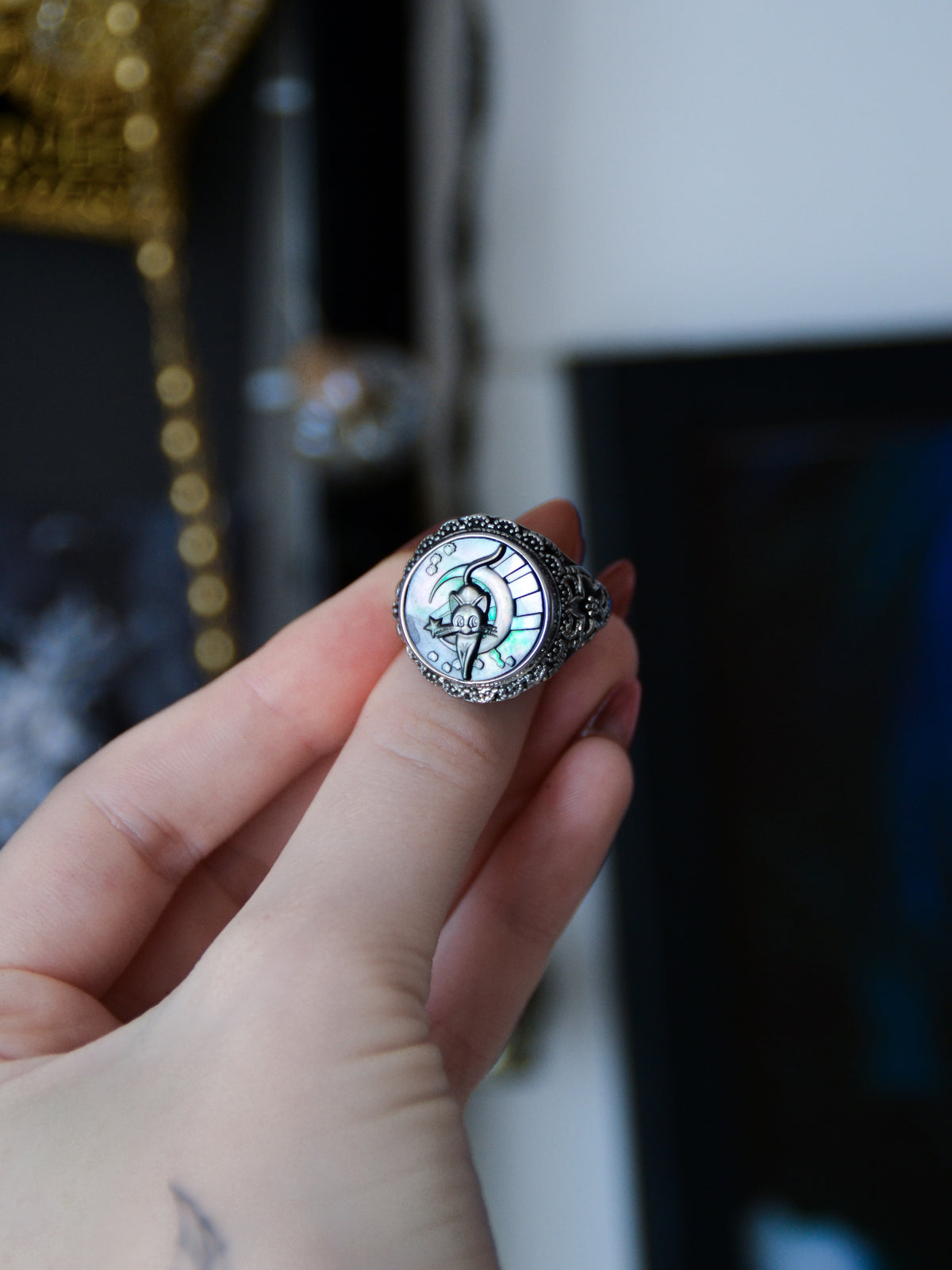 Anello luna con abalone