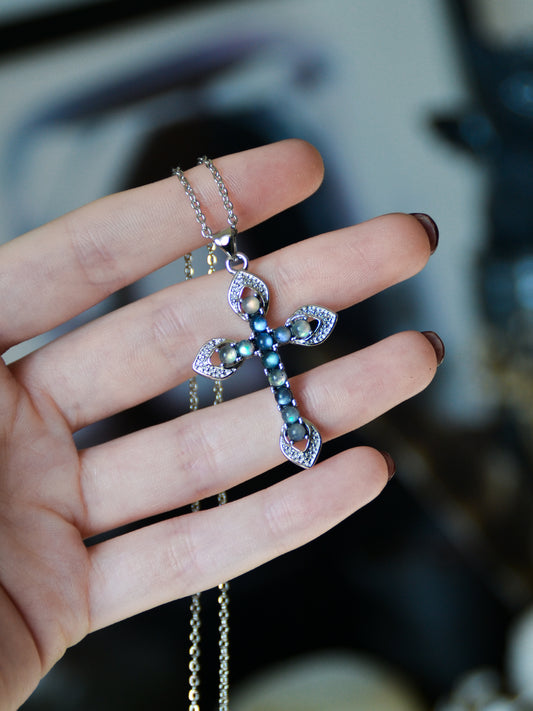 Ciondolo con croce in labradorite