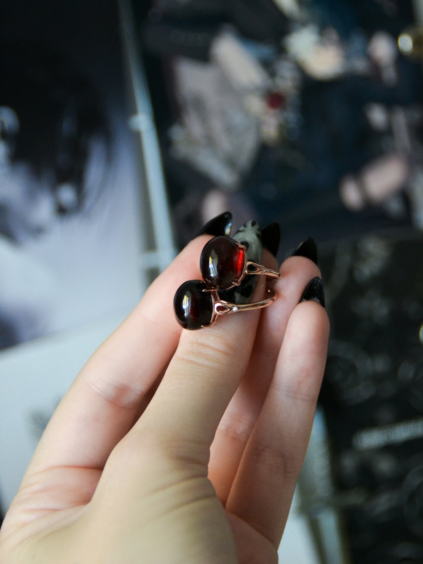 Anello rose gold con agata rossa