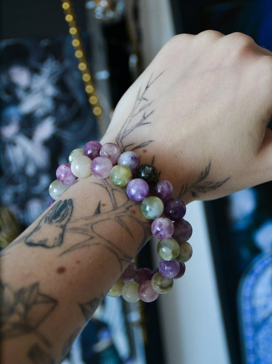 Bracciale in lepidolite mica multicolor