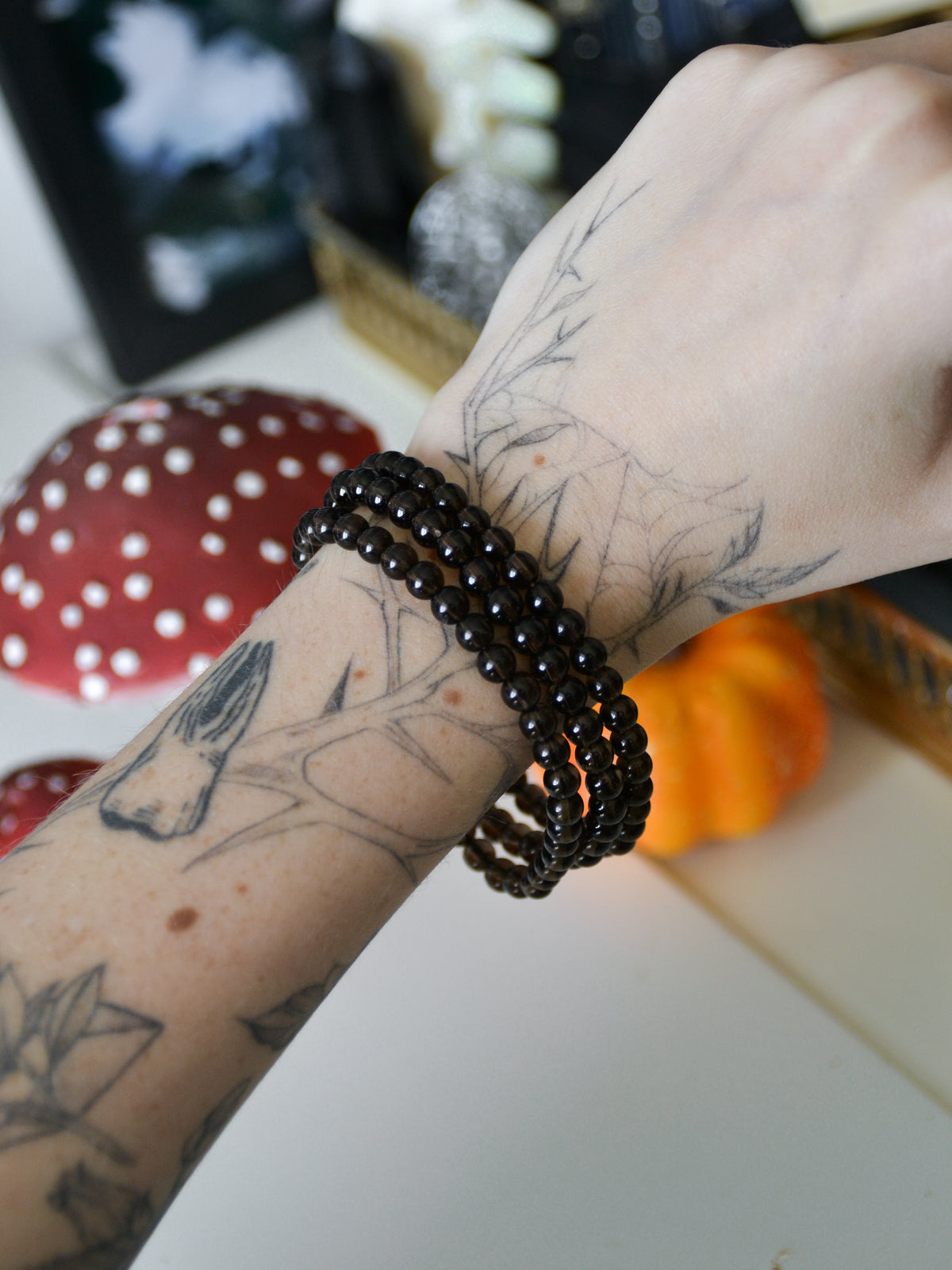 Bracciale in biglie da 6mm in quarzo fumè high quality