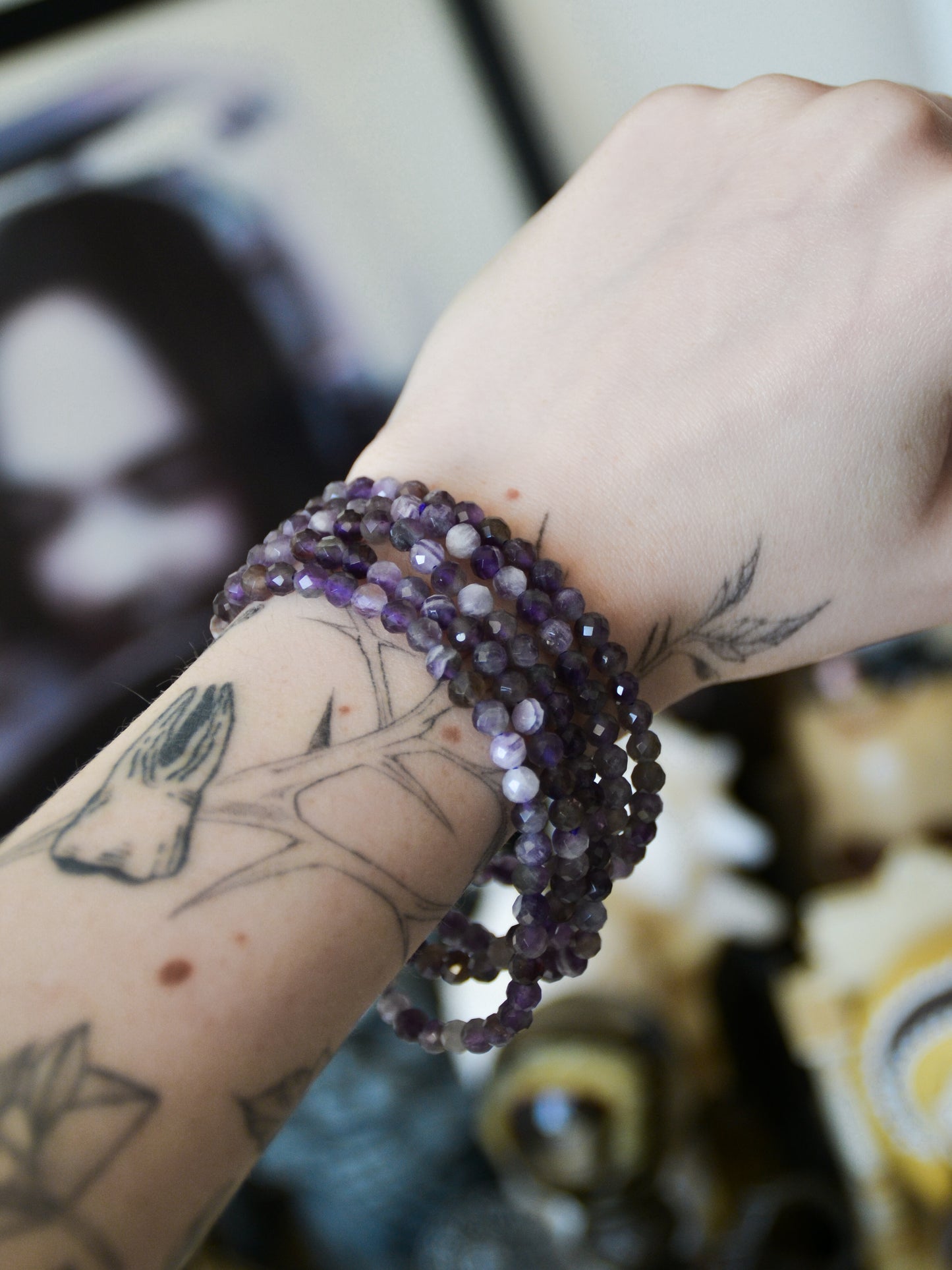 Bracciale in ametista chevron sfaccettata