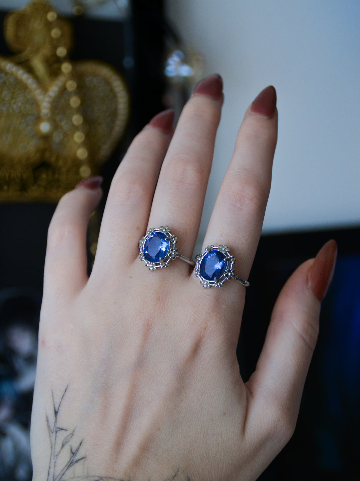 Anello blue lake con fluorite blu