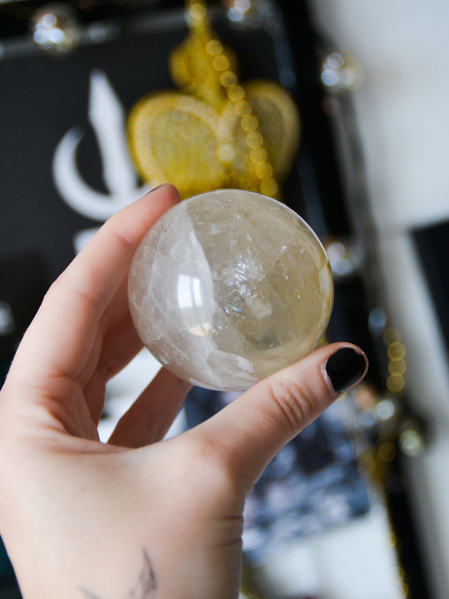 Sfera in quarzo ialino mix golden healer