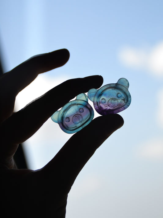 Ciotolina orso in fluorite arcobaleno