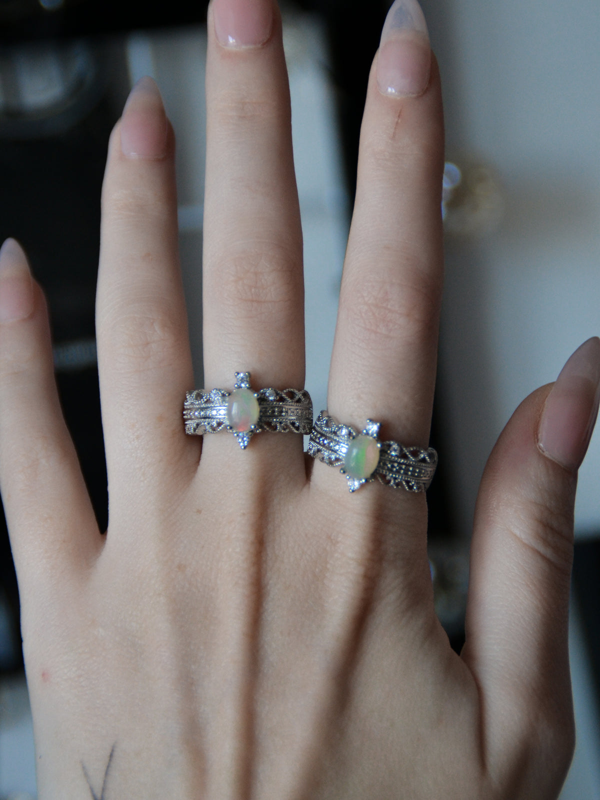 Anello lace con opale etiope