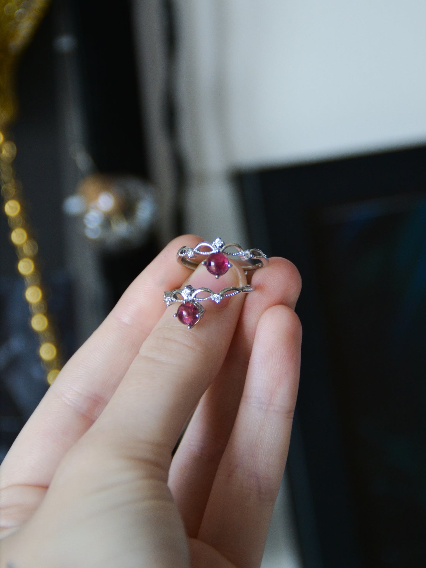 Anello tiara con tormalina rosa