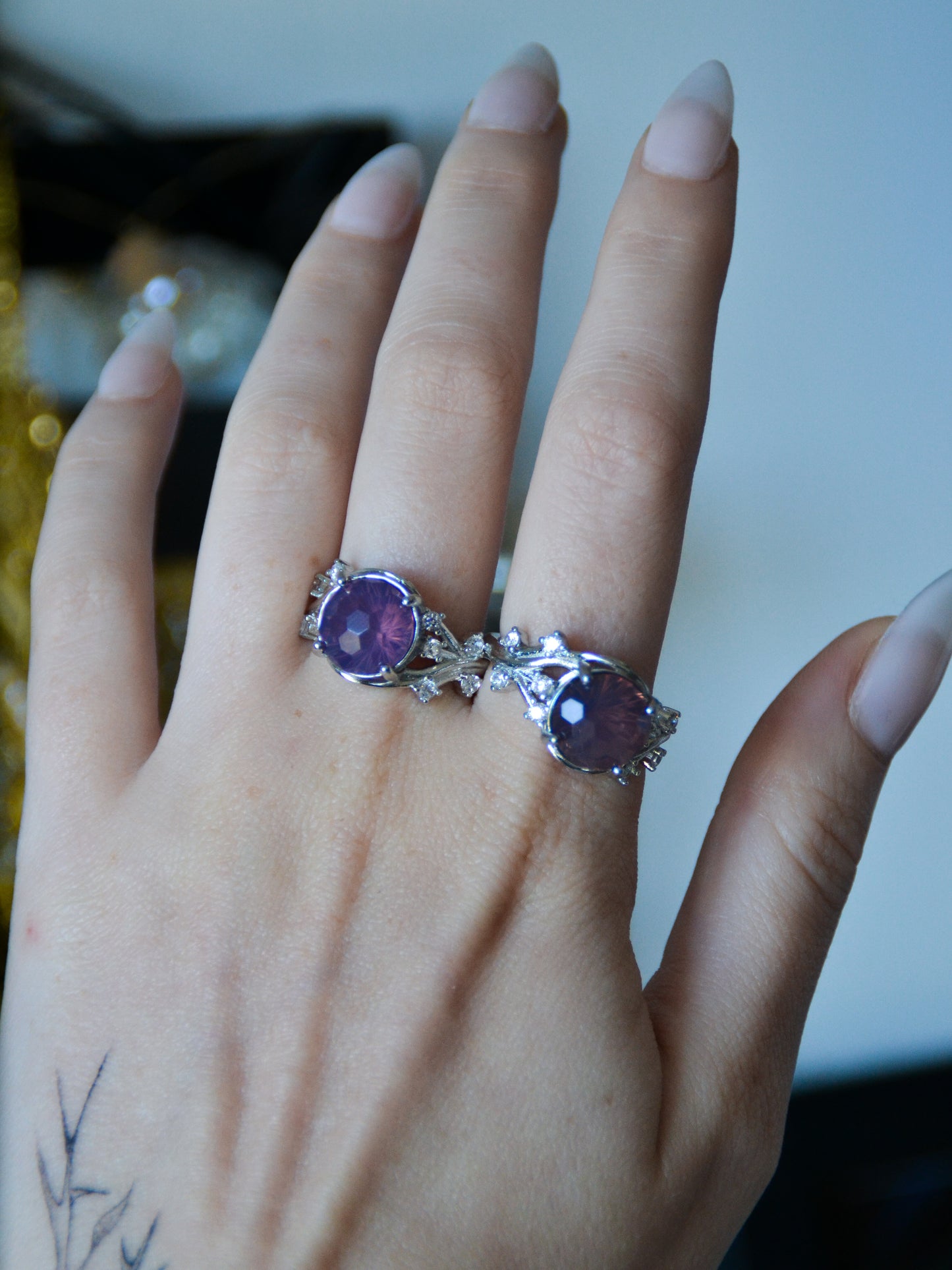 Anello con quarzo moon lavender