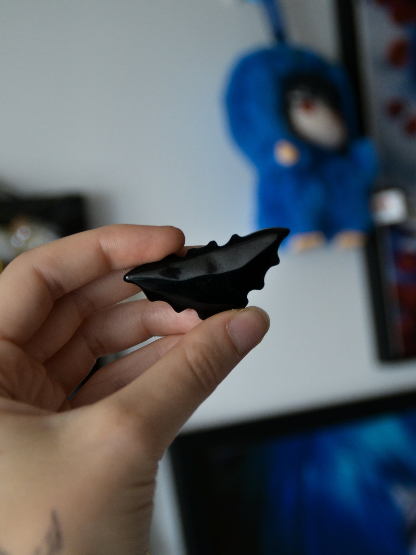 Pipistrello in ossidiana nera