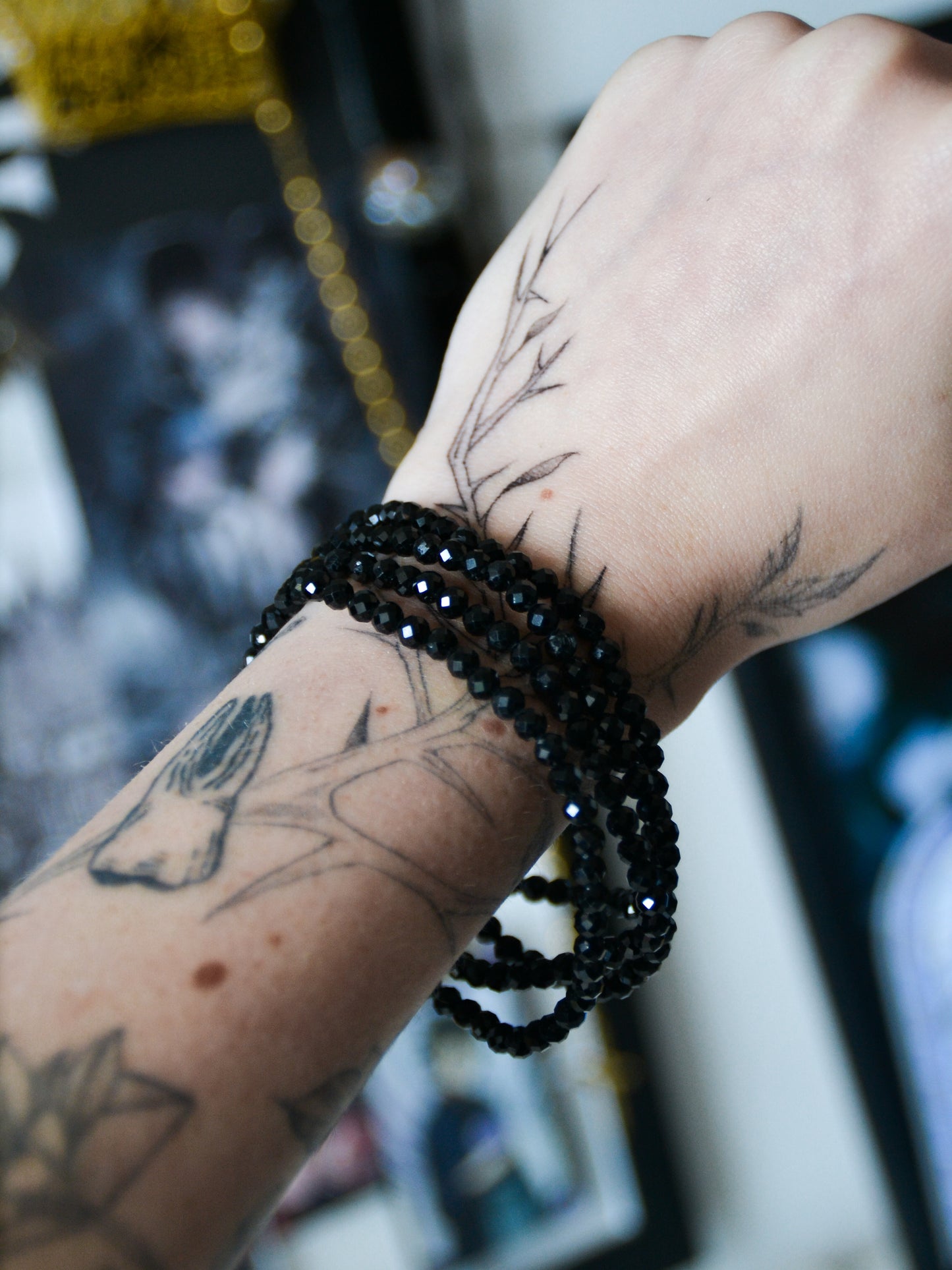 Bracciale in tormalina nera sfaccettata