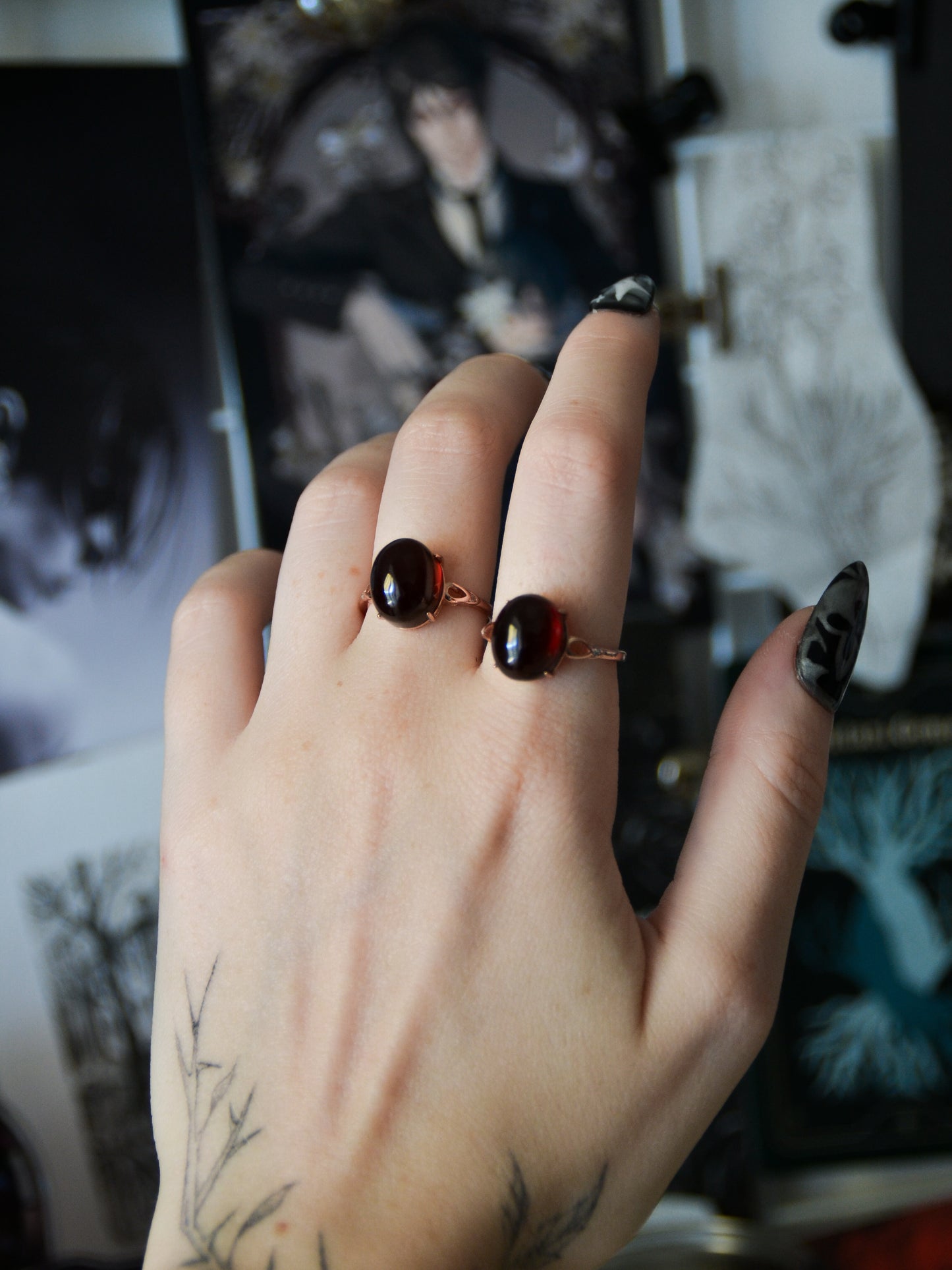 Anello rose gold con agata rossa