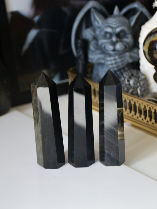 Torre in ossidiana dorata/argentata