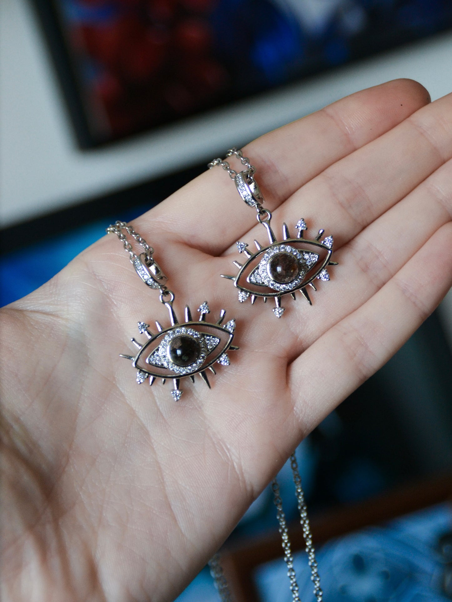 Ciondolo i see u con garden quartz (lodolite)