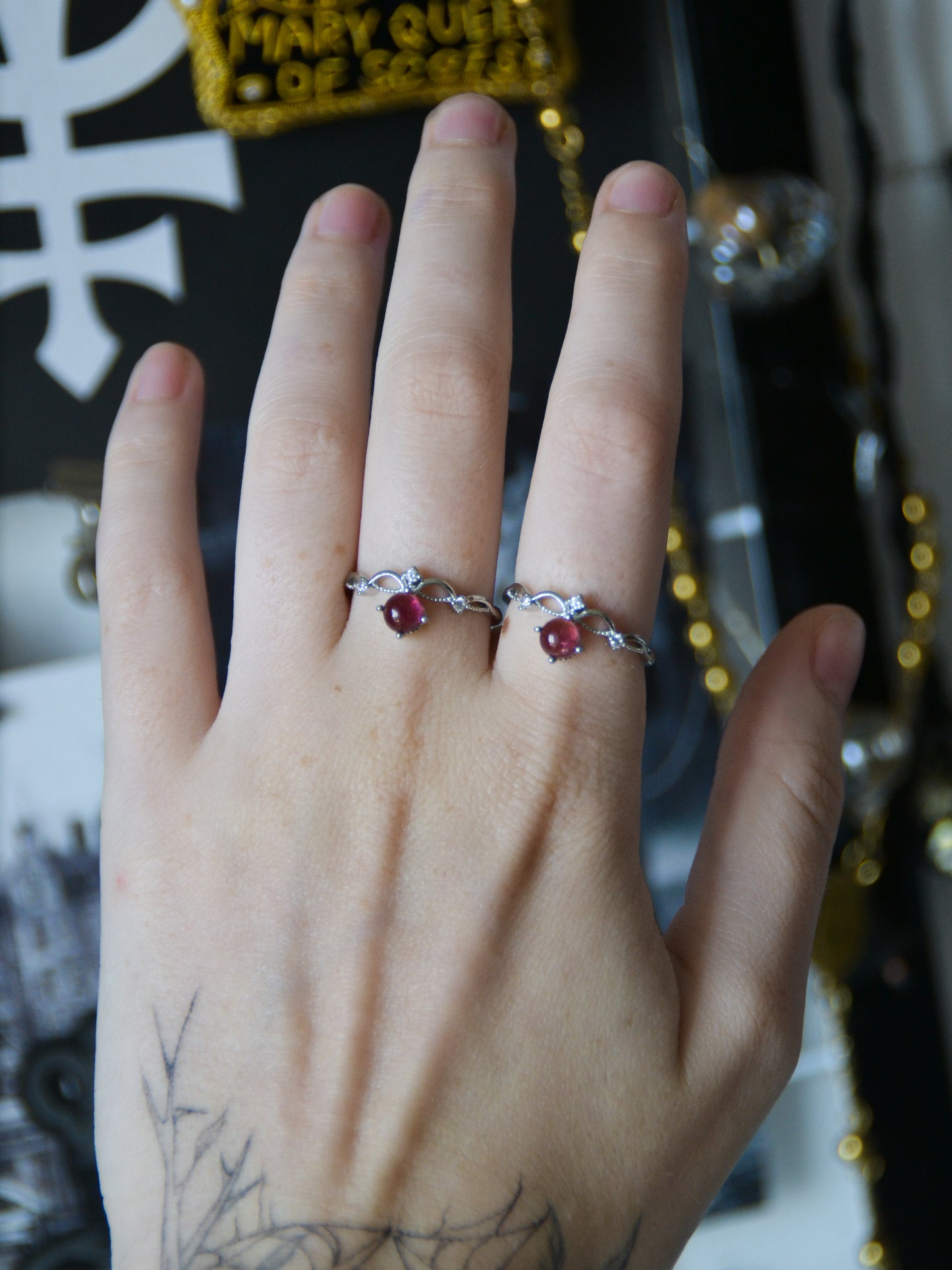 Anello tiara con tormalina rosa