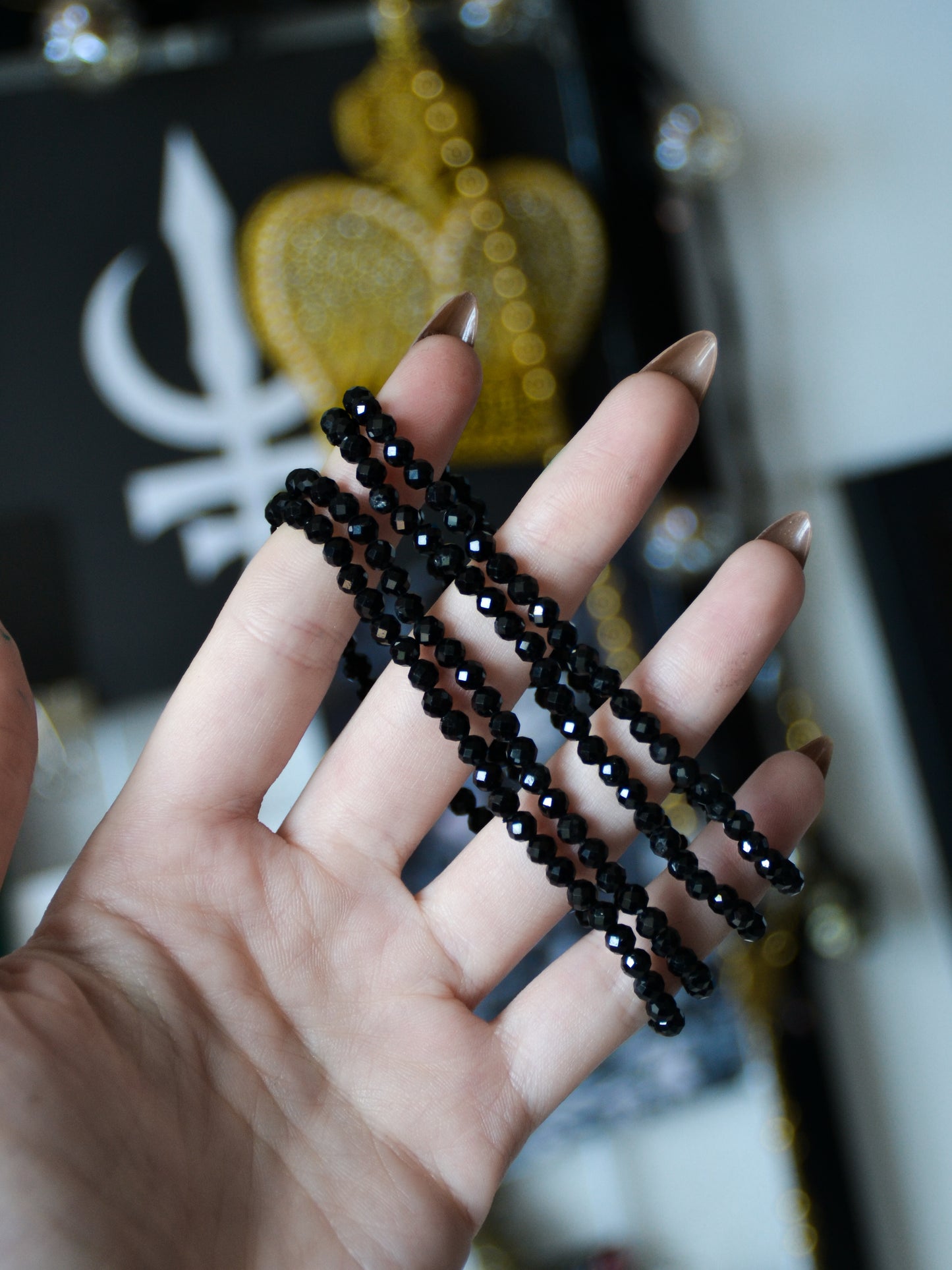 Bracciale in tormalina nera sfaccettata