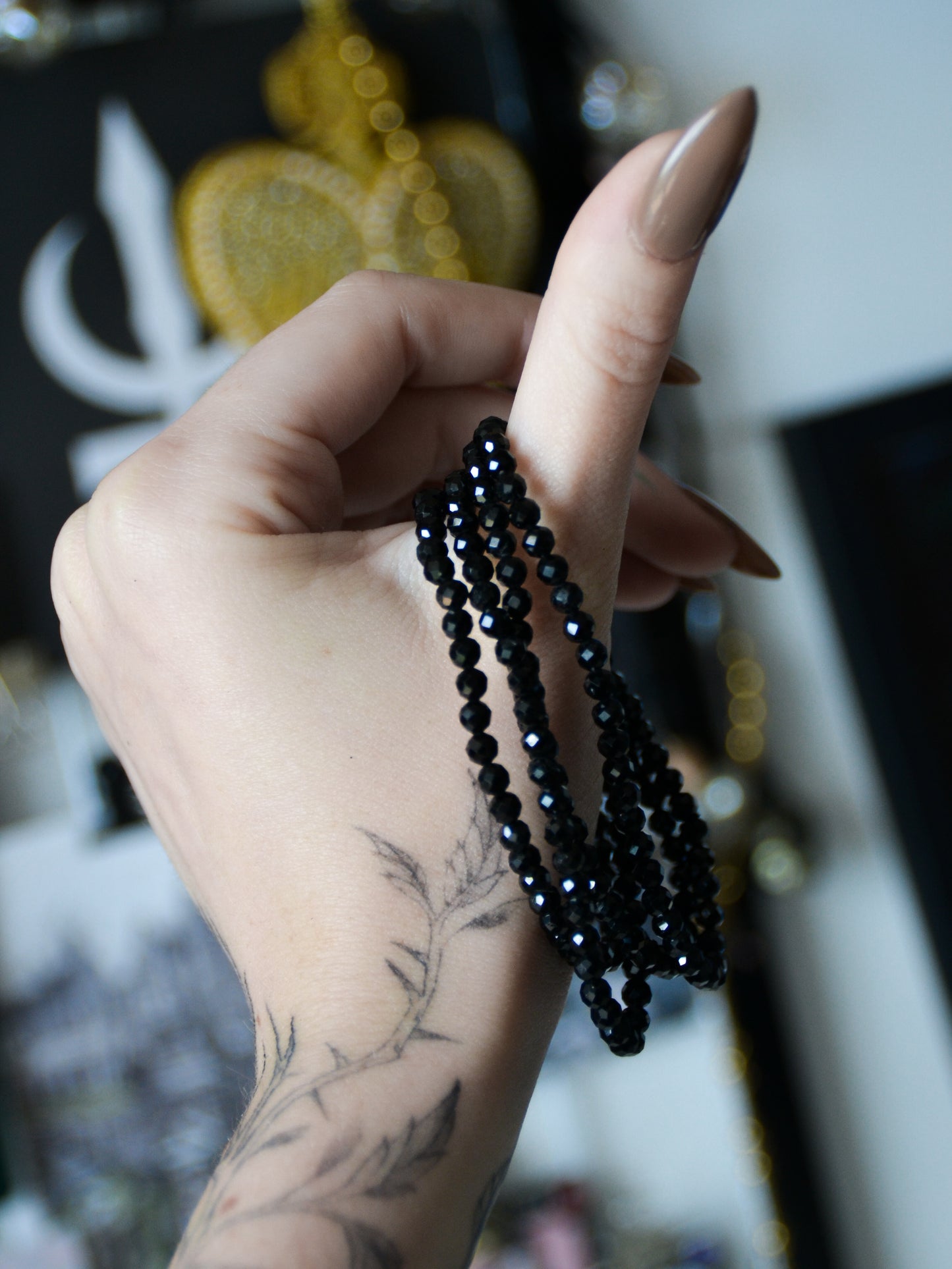 Bracciale in tormalina nera sfaccettata