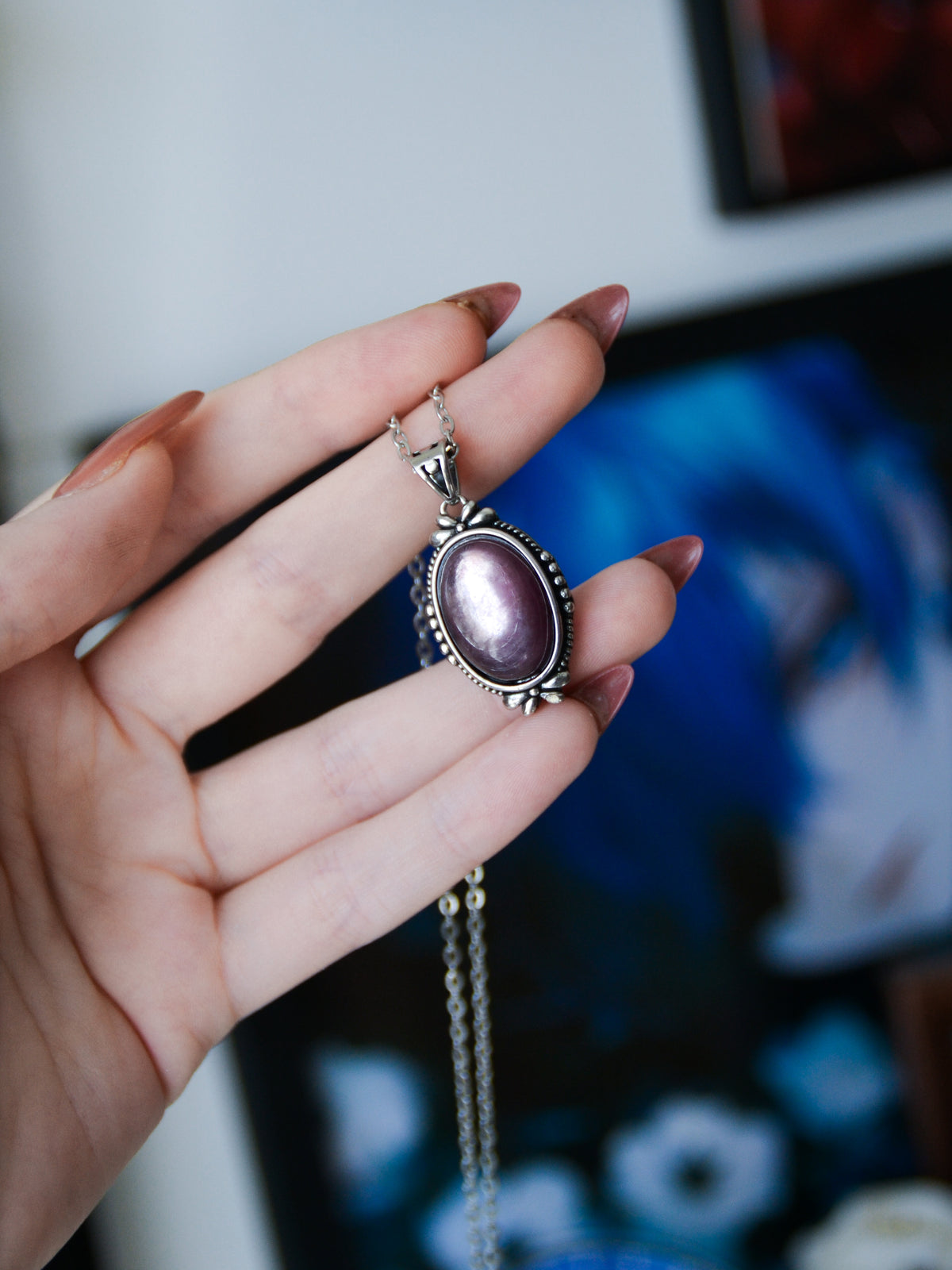 Ciondolo mauve con lepidolite mica