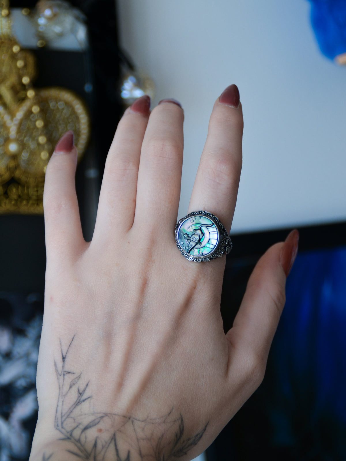 Anello luna con abalone