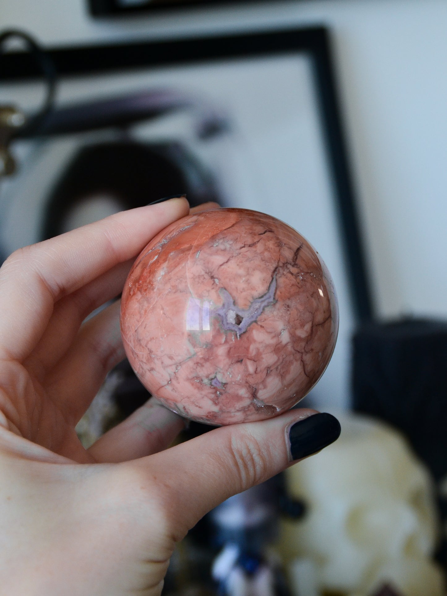 Sfera in agata rosa