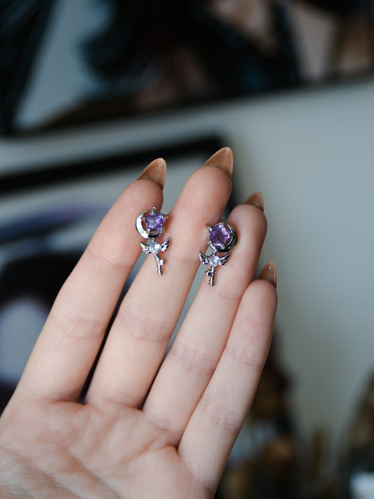 Orecchini con scettro e ametista