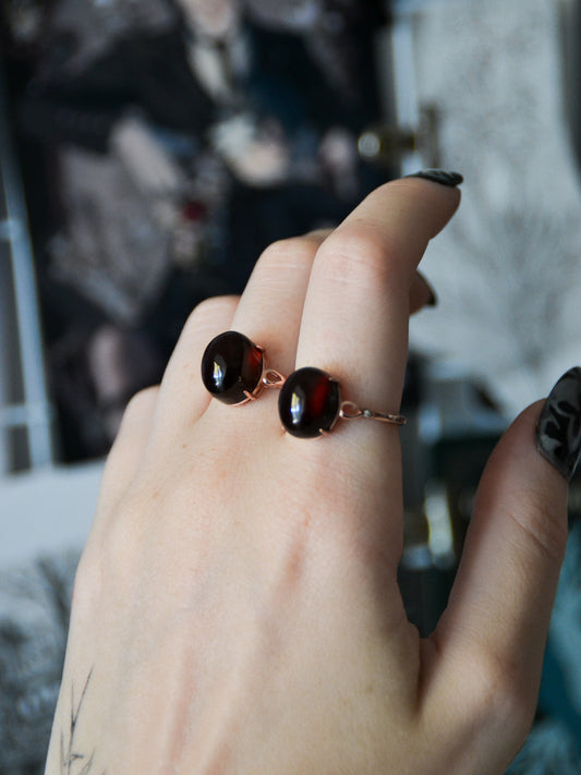 Anello rose gold con agata rossa