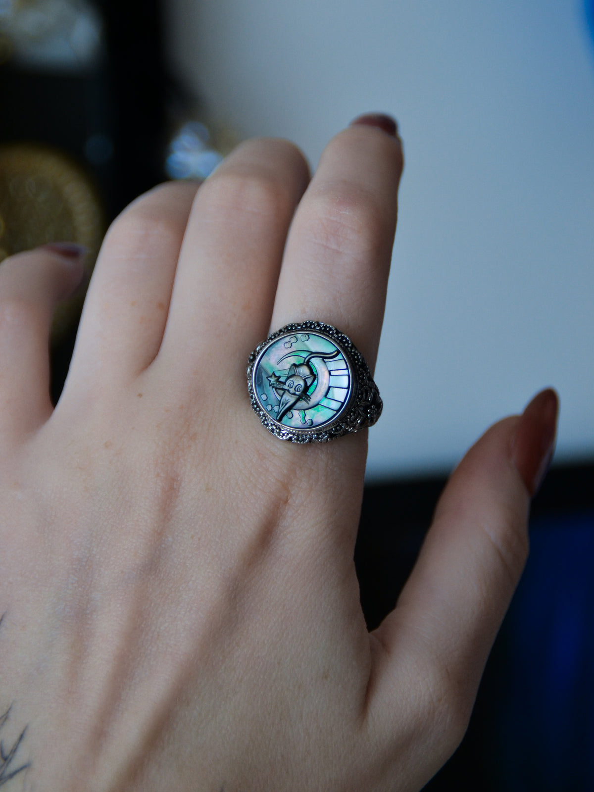 Anello luna con abalone