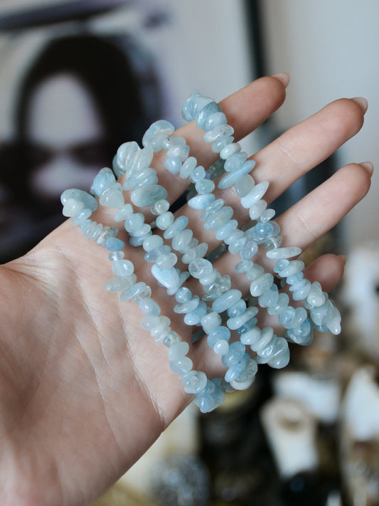 Bracciale in chips di acquamarina
