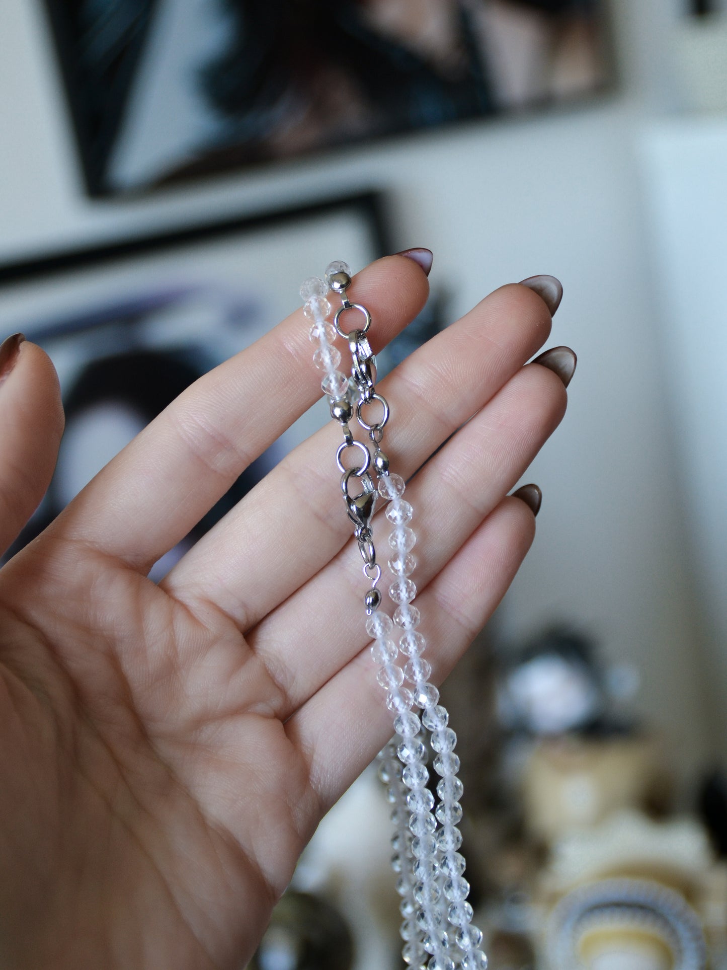 Collana con biglie sfaccettate di quarzo ialino