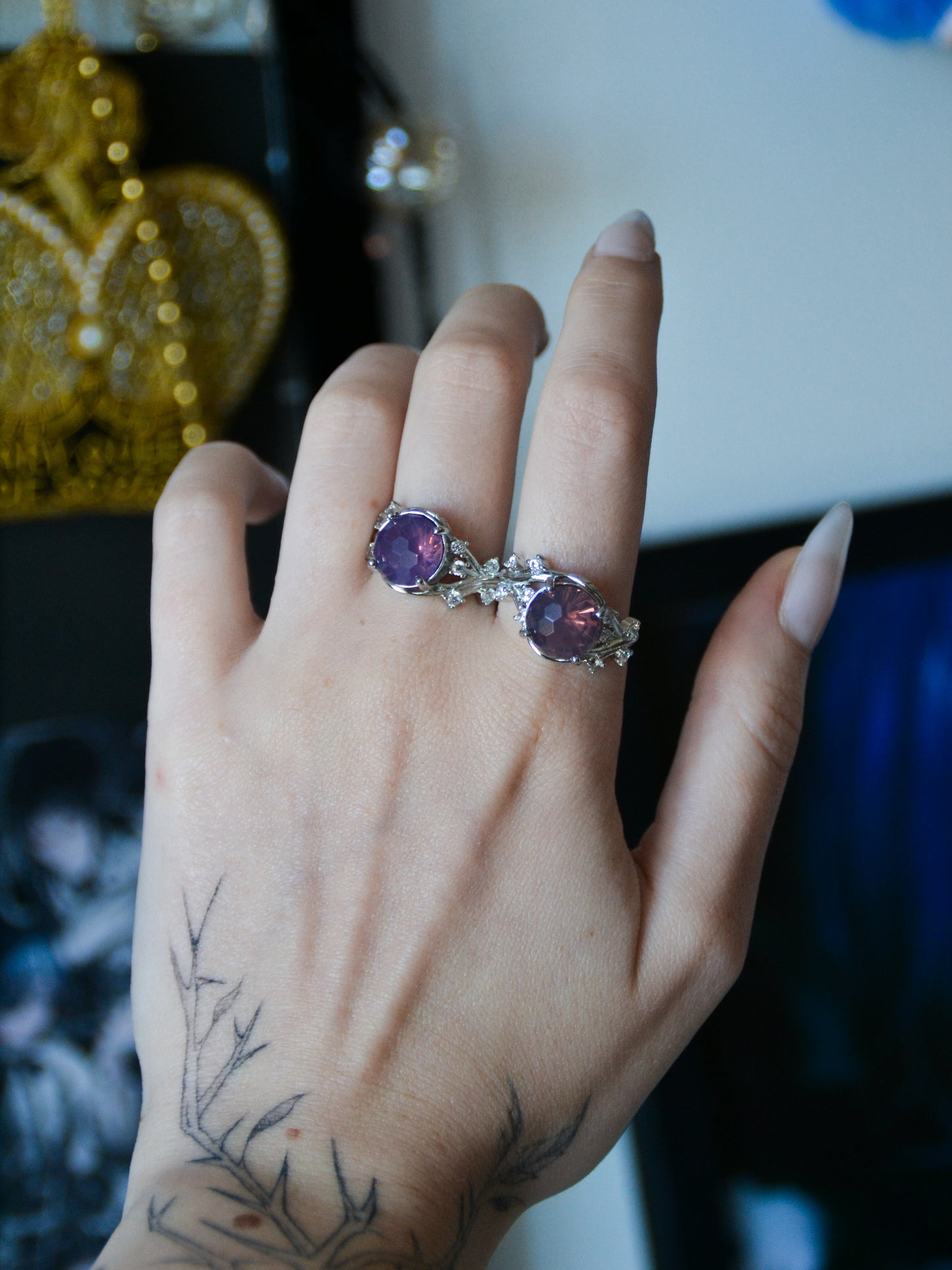 Anello con quarzo moon lavender