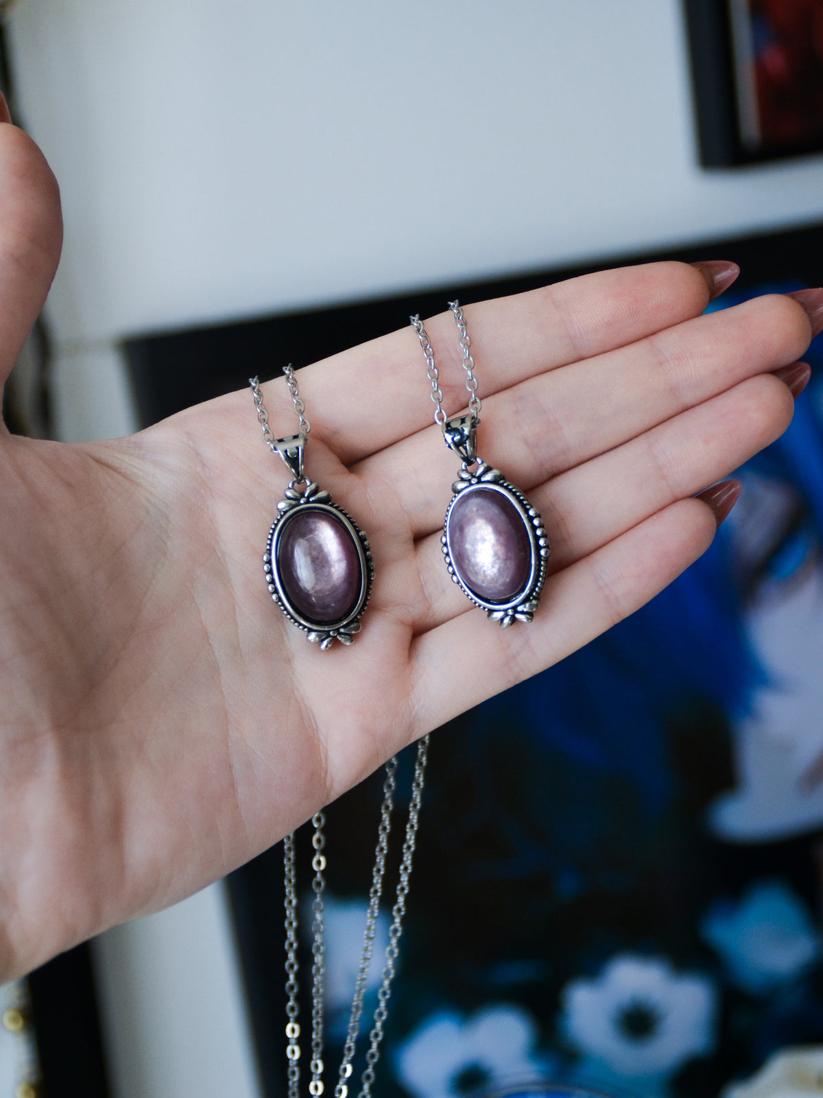 Ciondolo mauve con lepidolite mica