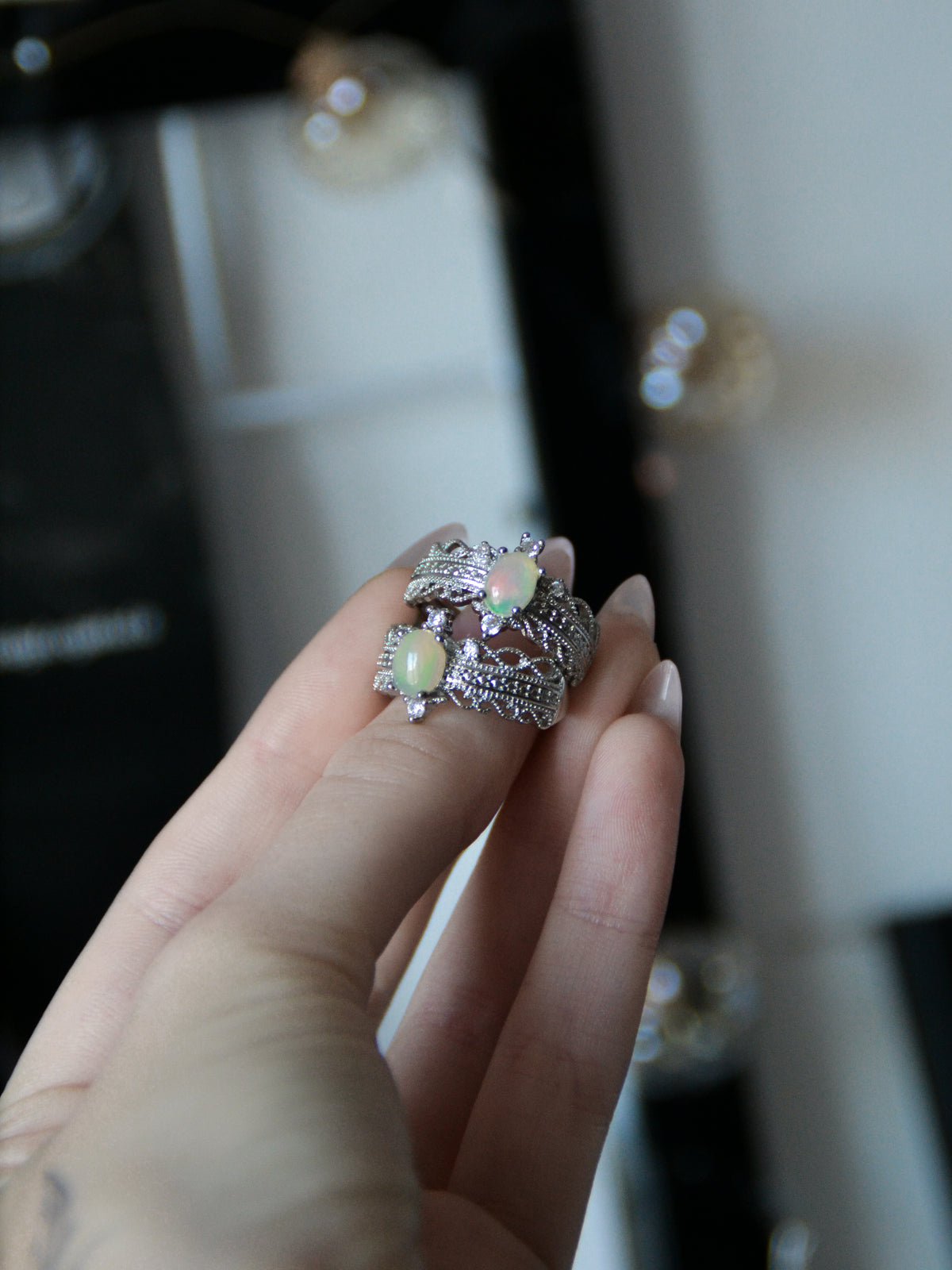 Anello lace con opale etiope