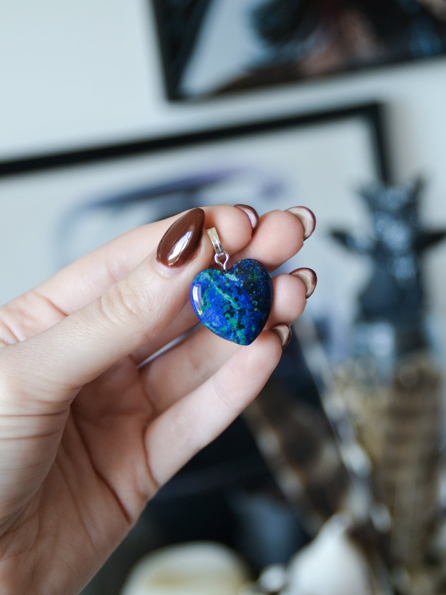Ciondolo a cuore in azzurrite