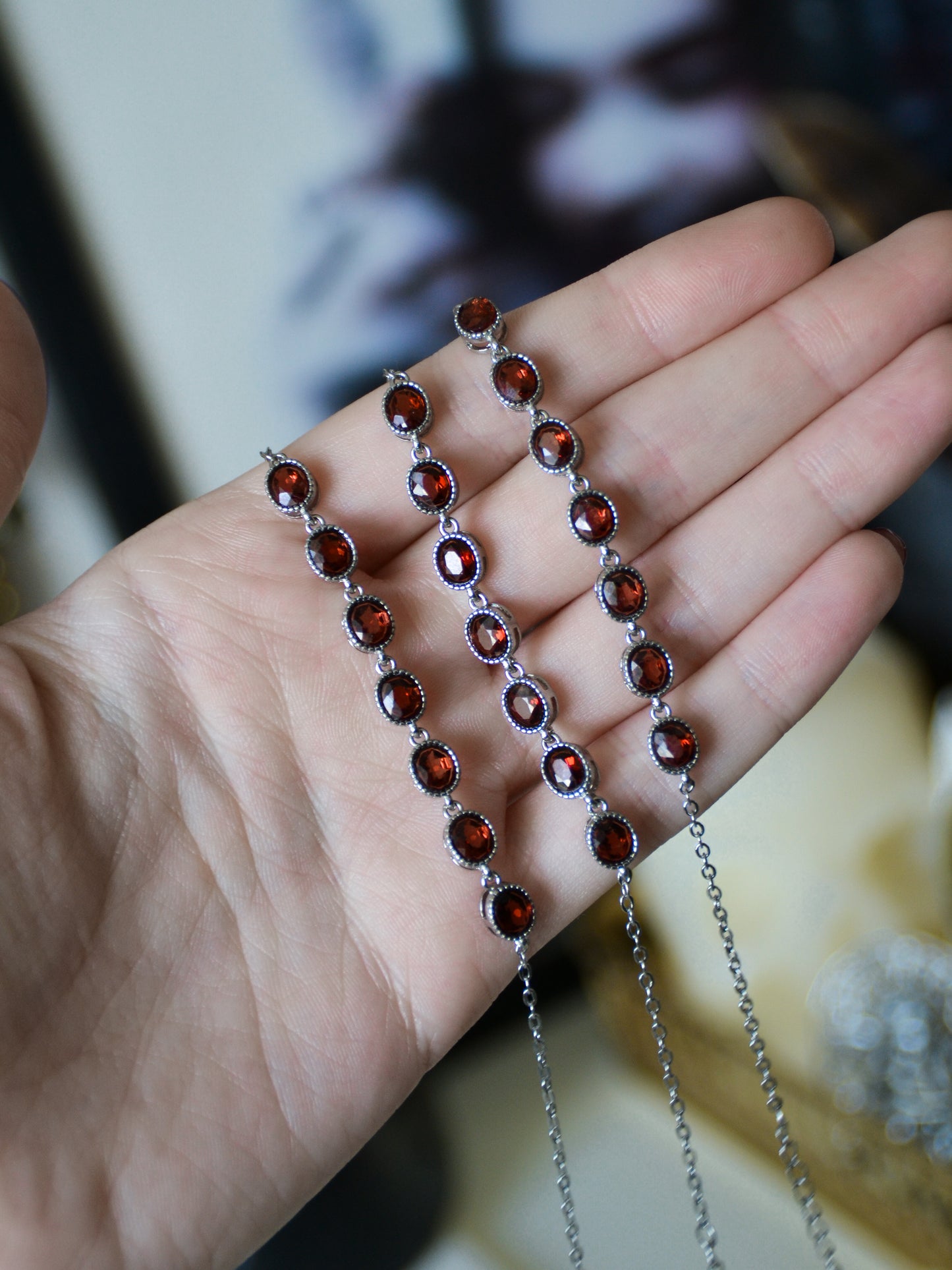 Bracciale con ovali in granato